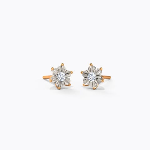 Floret Miracle Plate Diamond Stud Earrings Diamond Earrings 18 Karat Rose Gold Floret Miracle Plate Diamond Stud Earrings