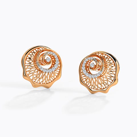Oak Roots Diamond Stud Earrings Diamond Earrings 18 Karat Rose Gold Oak Roots Diamond Stud Earrings