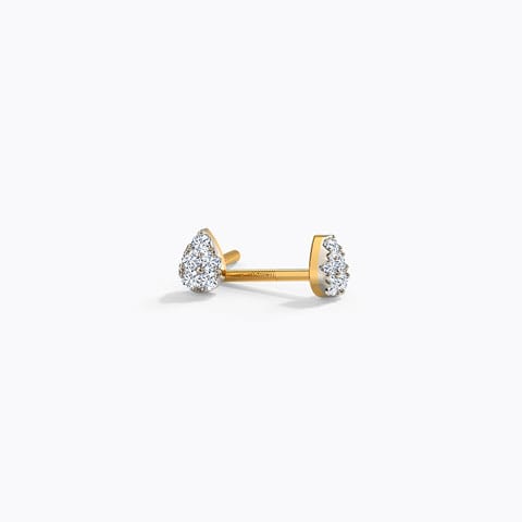 Petite Pear Diamond Stud Earrings Diamond Earrings 18 Karat Yellow Gold Petite Pear Diamond Stud Earrings