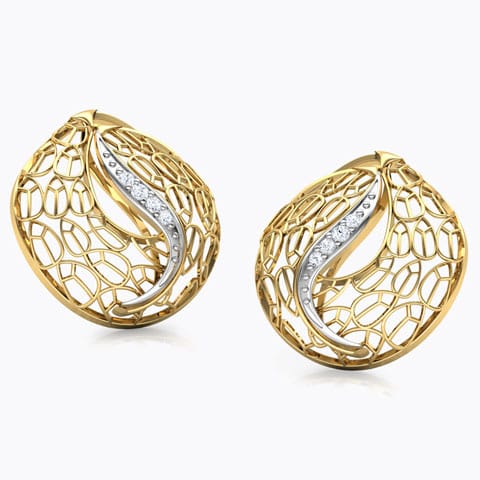 Lucia Trellis Diamond Stud Earrings Diamond Earrings 18 Karat Yellow Gold Lucia Trellis Diamond Stud Earrings