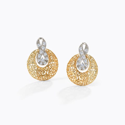 Lisa Trellis Diamond Stud Earrings Diamond Earrings 14 Karat Two Tone Gold Lisa Trellis Diamond Stud Earrings