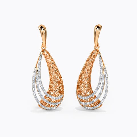 Dina Trellis Diamond Drop Earrings Diamond Earrings 18 Karat Rose Gold Dina Trellis Diamond Drop Earrings