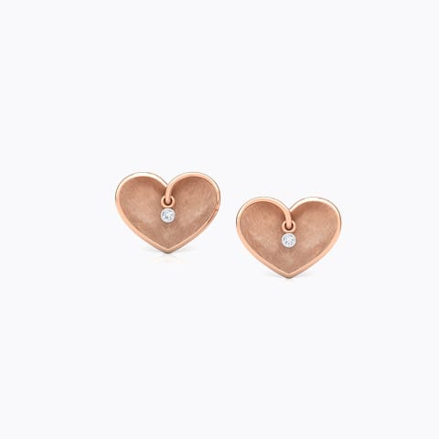 Enfold Heart Diamond Stud Earrings Diamond Earrings 14 Karat Rose Gold Enfold Heart Diamond Stud Earrings