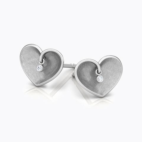 Enfold Heart Diamond Stud Earrings Diamond Earrings 14 Karat White Gold Enfold Heart Diamond Stud Earrings