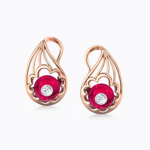 Exquisite Paisley Gemstone Stud Earrings Diamond,Gemstone Earrings 18 Karat Rose Gold Exquisite Paisley Gemstone Stud Earrings