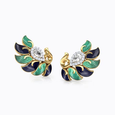 Ruhi Kingfisher Diamond Ear Cuffs Diamond,Gemstone Earrings 18 Karat Yellow Gold Ruhi Kingfisher Diamond Ear Cuffs