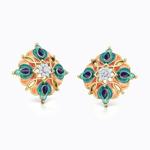Ziya Floral Diamond Stud Earrings Diamond Earrings 18 Karat Yellow Gold Ziya Floral Diamond Stud Earrings