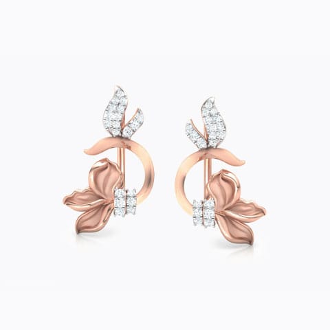 Snowdrop Floret Diamond Ear Cuffs Diamond Earrings 18 Karat Rose Gold Snowdrop Floret Diamond Ear Cuffs