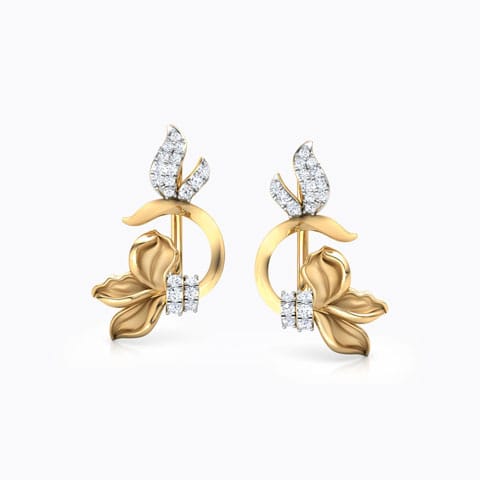 Snowdrop Floret Diamond Ear Cuffs Diamond Earrings 18 Karat Yellow Gold Snowdrop Floret Diamond Ear Cuffs