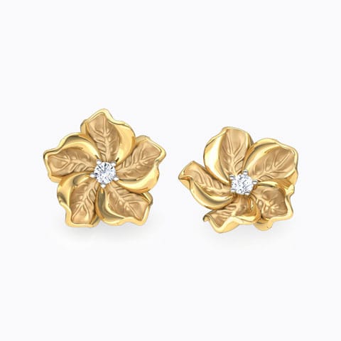 Rue Bloom Diamond Stud Earrings Diamond Earrings 18 Karat Yellow Gold Rue Bloom Diamond Stud Earrings