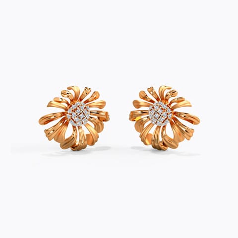 Aster Bloom Diamond Stud Earrings Diamond Earrings 18 Karat Rose Gold Aster Bloom Diamond Stud Earrings