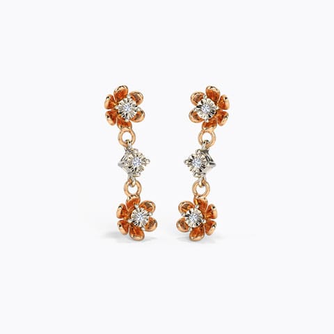 Blossom Miracle Plate Diamond Drop Earrings Diamond Earrings 18 Karat Two Tone Gold Blossom Miracle Plate Diamond Drop Earrings