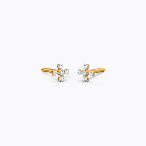 Snowflakes Kids' Diamond Earrings Diamond Earrings 18 Karat Yellow Gold Snowflakes Kids' Diamond Earrings