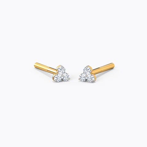 Classic Trio Kids' Diamond Earrings Diamond Earrings 18 Karat Yellow Gold Classic Trio Kids' Diamond Earrings