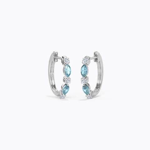Topaz Gemstone Hoop Earrings Diamond,Gemstone Earrings 18 Karat White Gold Topaz Gemstone Hoop Earrings