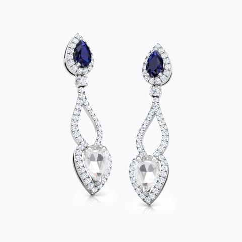 Amara Floret Gemstone Drop Earrings Diamond,Gemstone Earrings 18 Karat White Gold Amara Floret Gemstone Drop Earrings