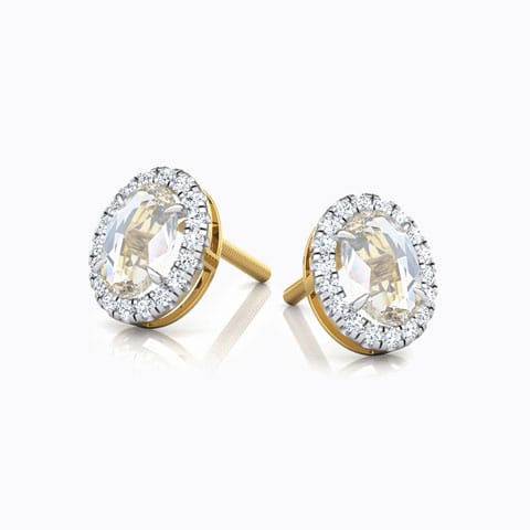 Aleeza Bloom Gemstone Stud Earrings Diamond,Gemstone Earrings 18 Karat Yellow Gold Aleeza Bloom Gemstone Stud Earrings