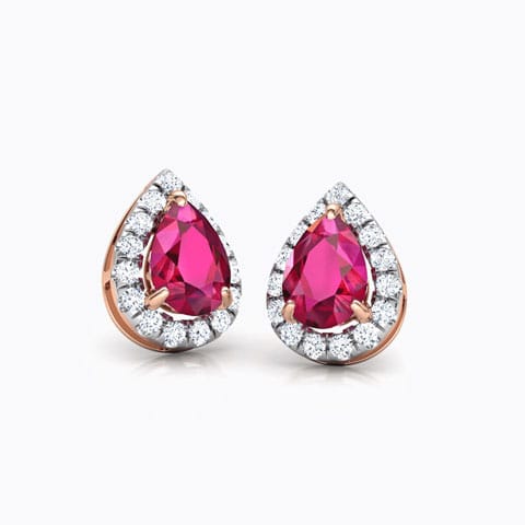 Zaina Bloom Gemstone Stud Earrings Diamond,Gemstone Earrings 18 Karat Rose Gold Zaina Bloom Gemstone Stud Earrings