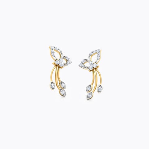 Twinkling Petals Diamond Stud Earrings Diamond Earrings 18 Karat Yellow Gold Twinkling Petals Diamond Stud Earrings