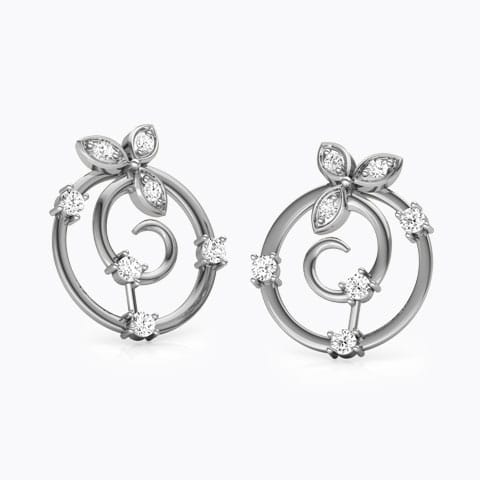 Glittering Petals Diamond Stud Earrings Diamond Earrings 18 Karat White Gold Glittering Petals Diamond Stud Earrings