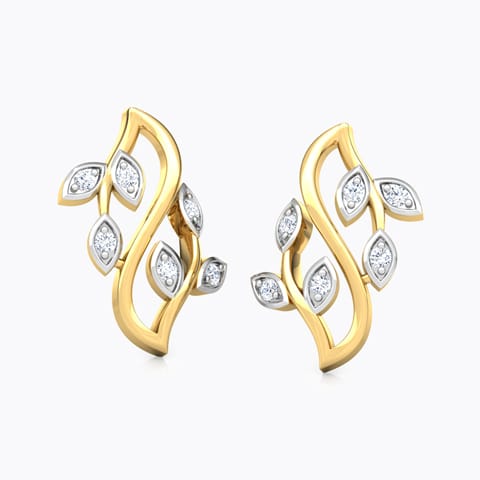 Shimmering Petals Diamond Stud Earrings Diamond Earrings 18 Karat Yellow Gold Shimmering Petals Diamond Stud Earrings