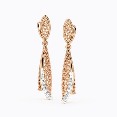 Sheathe Twill Diamond Drop Earrings Diamond Earrings 18 Karat Rose Gold Sheathe Twill Diamond Drop Earrings