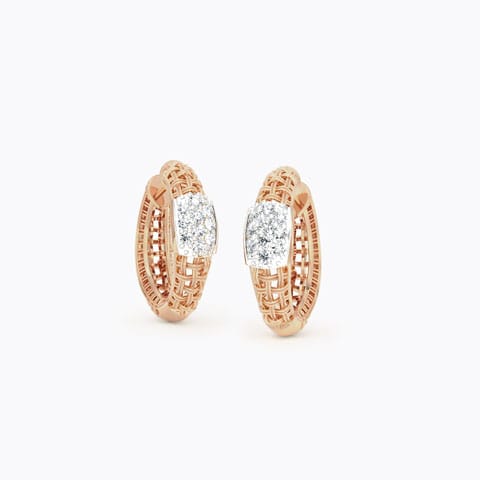 Trendy Twill Diamond Hoop Earrings Diamond Earrings 18 Karat Rose Gold Trendy Twill Diamond Hoop Earrings