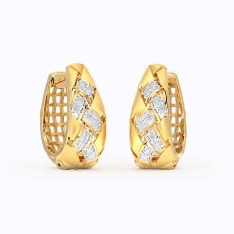Braid Twill Diamond Hoop Earrings Diamond Earrings 18 Karat Yellow Gold Braid Twill Diamond Hoop Earrings