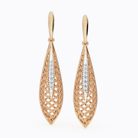 Swish Twill Diamond Drop Earrings Diamond Earrings 18 Karat Rose Gold Swish Twill Diamond Drop Earrings