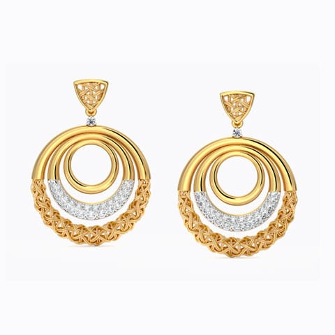 Ornate Interlaced Diamond Drop Earrings Diamond Earrings 14 Karat Yellow Gold Ornate Interlaced Diamond Drop Earrings