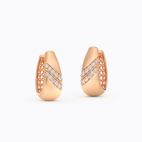 Retro Twill Diamond Hoop Earrings Diamond Earrings 18 Karat Rose Gold Retro Twill Diamond Hoop Earrings