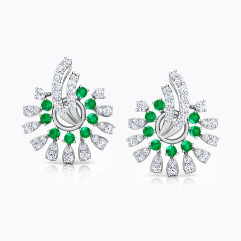 Mahika Vibrant Gemstone Stud Earrings Diamond,Gemstone Earrings 18 Karat White Gold Mahika Vibrant Gemstone Stud Earrings