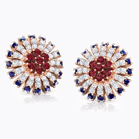 Nitya Vibrant Gemstone Stud Earrings Diamond,Gemstone Earrings 18 Karat Rose Gold Nitya Vibrant Gemstone Stud Earrings