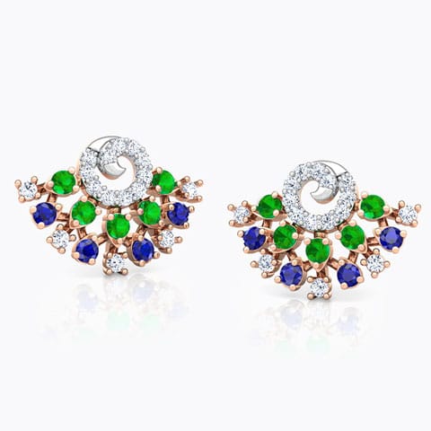 Tanya Vibrant Gemstone Stud Earrings Diamond,Gemstone Earrings 18 Karat Rose Gold Tanya Vibrant Gemstone Stud Earrings
