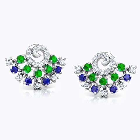 Tanya Vibrant Gemstone Stud Earrings Diamond,Gemstone Earrings 18 Karat White Gold Tanya Vibrant Gemstone Stud Earrings