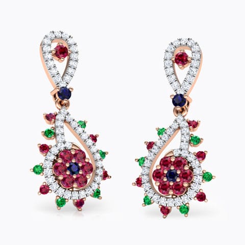 Pia Vibrant Gemstone Drop Earrings Diamond,Gemstone Earrings 18 Karat Rose Gold Pia Vibrant Gemstone Drop Earrings