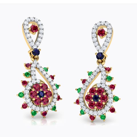 Pia Vibrant Gemstone Drop Earrings Diamond,Gemstone Earrings 18 Karat Yellow Gold Pia Vibrant Gemstone Drop Earrings