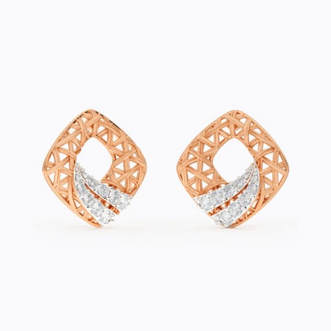 Stroke Interlaced Diamond Stud Earrings Diamond Earrings 18 Karat Rose Gold Stroke Interlaced Diamond Stud Earrings