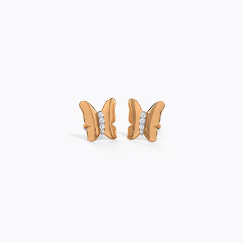 Ada Butterfly Diamond Stud Earrings Diamond Earrings 14 Karat Rose Gold Ada Butterfly Diamond Stud Earrings
