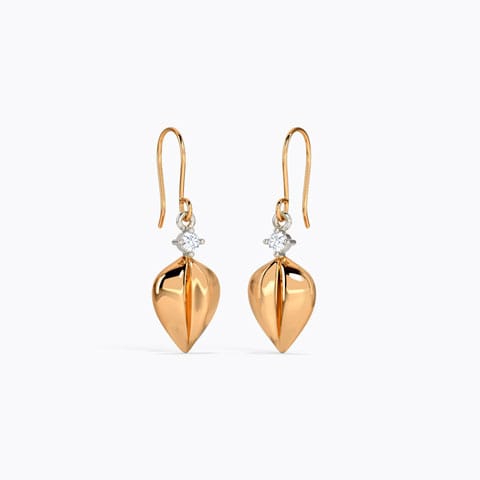 Amira Leaf Diamond Drop Earrings Diamond Earrings 14 Karat Rose Gold Amira Leaf Diamond Drop Earrings