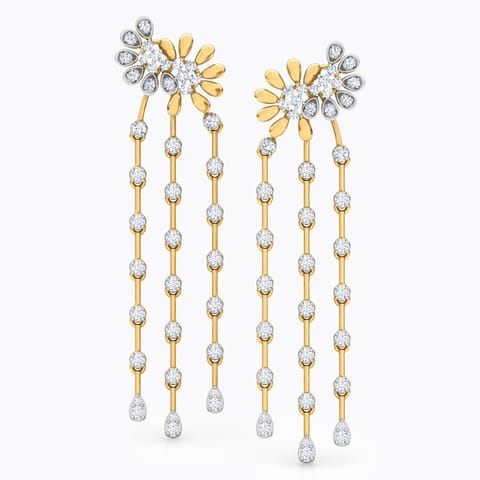 Blossom Chandelier Diamond Drop Earrings Diamond Earrings 18 Karat Yellow Gold Blossom Chandelier Diamond Drop Earrings