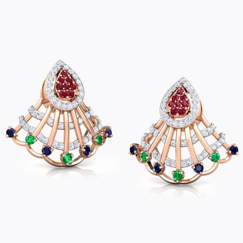 Advika Vibrant Gemstone Drop Earrings Diamond,Gemstone Earrings 18 Karat Rose Gold Advika Vibrant Gemstone Drop Earrings