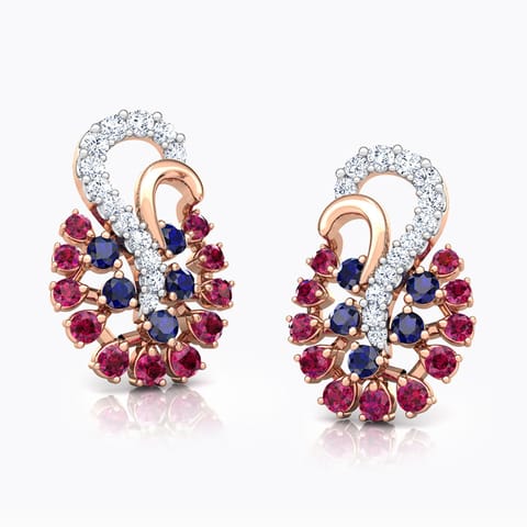 Mishti Vibrant Gemstone Stud Earrings Diamond,Gemstone Earrings 18 Karat Rose Gold Mishti Vibrant Gemstone Stud Earrings