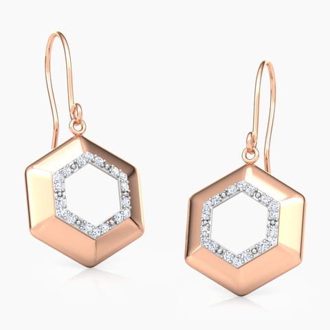Prisha Hex Diamond Drop Earrings Diamond Earrings 14 Karat Rose Gold Prisha Hex Diamond Drop Earrings