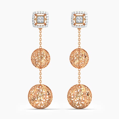Orb Cutout Diamond Drop Earrings Diamond Earrings 18 Karat Rose Gold Orb Cutout Diamond Drop Earrings