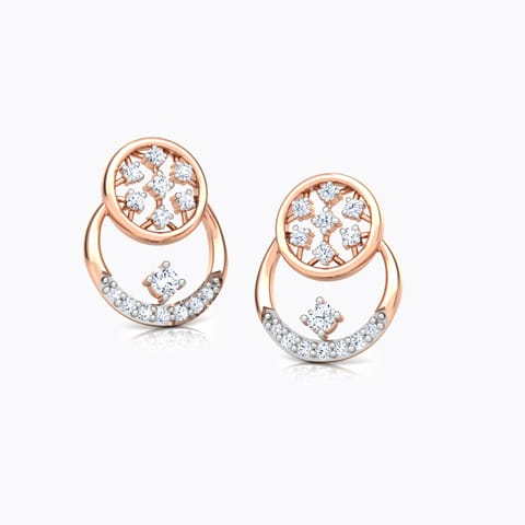Overlay Cluster Diamond Stud Earrings Diamond Earrings 18 Karat Rose Gold Overlay Cluster Diamond Stud Earrings