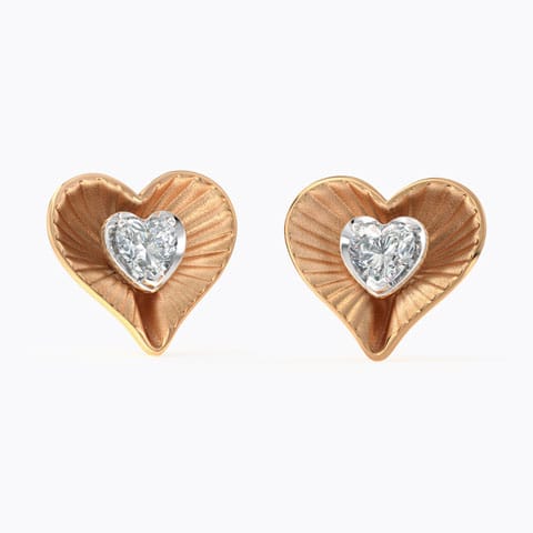 Heart Diamond Stud Earrings Diamond Earrings 18 Karat Rose Gold Heart Diamond Stud Earrings