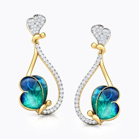 Opulent Butterfly Diamond Drop Earrings Diamond Earrings 18 Karat Yellow Gold Opulent Butterfly Diamond Drop Earrings