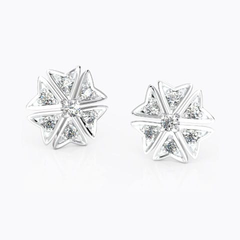 Ornate Floral Diamond Stud Earrings Diamond Earrings 14 Karat White Gold Ornate Floral Diamond Stud Earrings