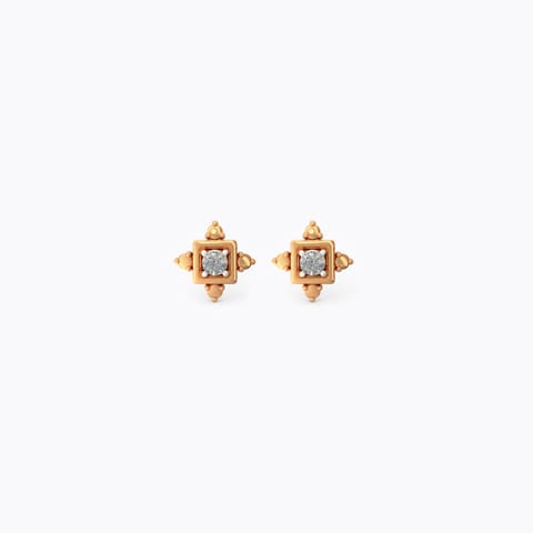 Quad Bead Diamond Stud Earrings Diamond Earrings 14 Karat Rose Gold Quad Bead Diamond Stud Earrings